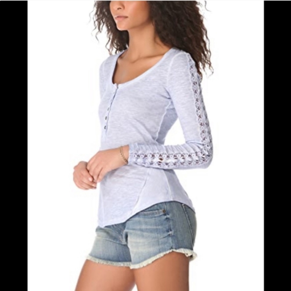 Free People Henley lace top